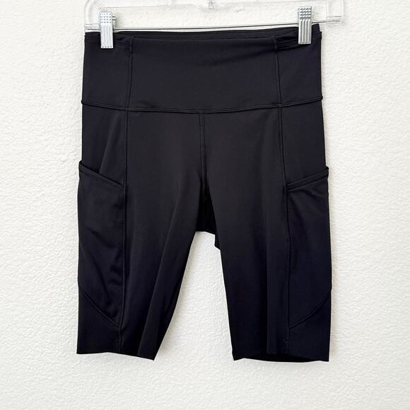[Lululemon] Black Fast and Free High Rise Workout Shorts Biker Pockets 8" Size 6 - Picture 1 of 10